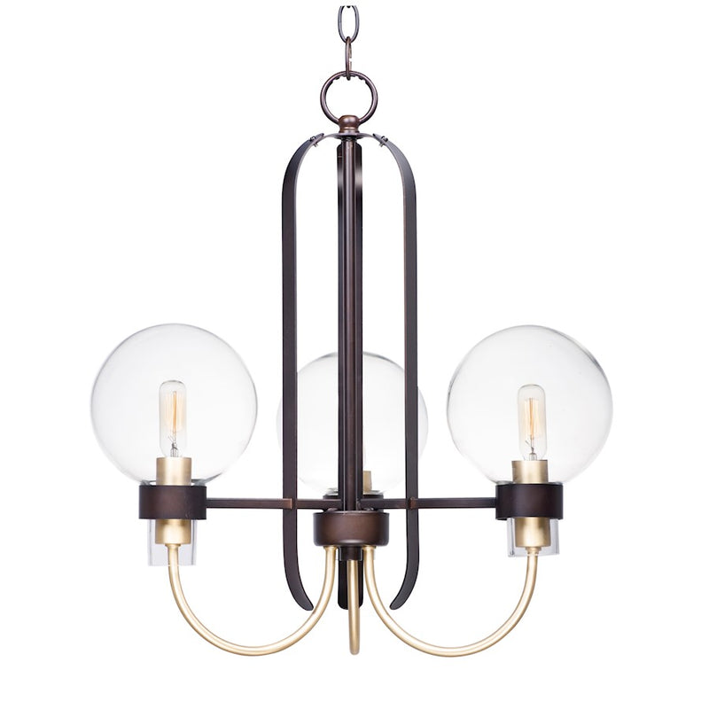 Maxim Lighting Bauhaus-Mini Chandelier, Bronze/Satin Brass