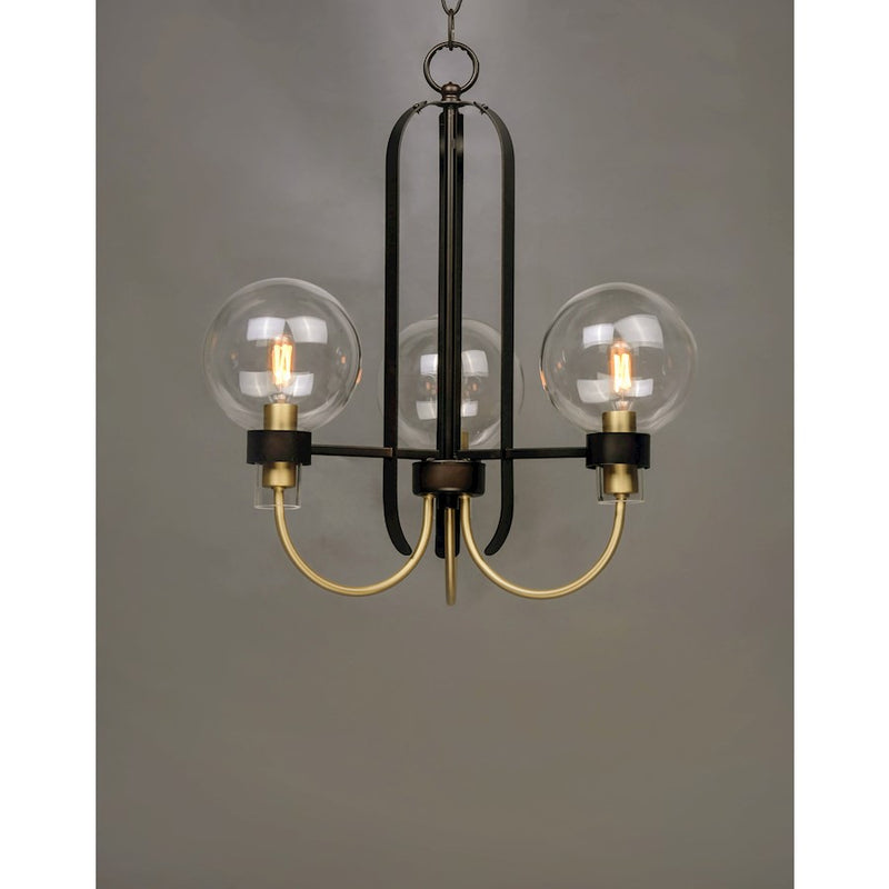 Maxim Lighting Bauhaus-Mini Chandelier, Bronze/Satin Brass