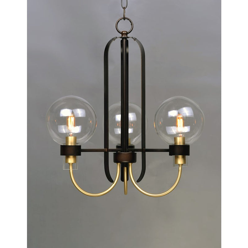 Maxim Lighting Bauhaus-Mini Chandelier, Bronze/Satin Brass