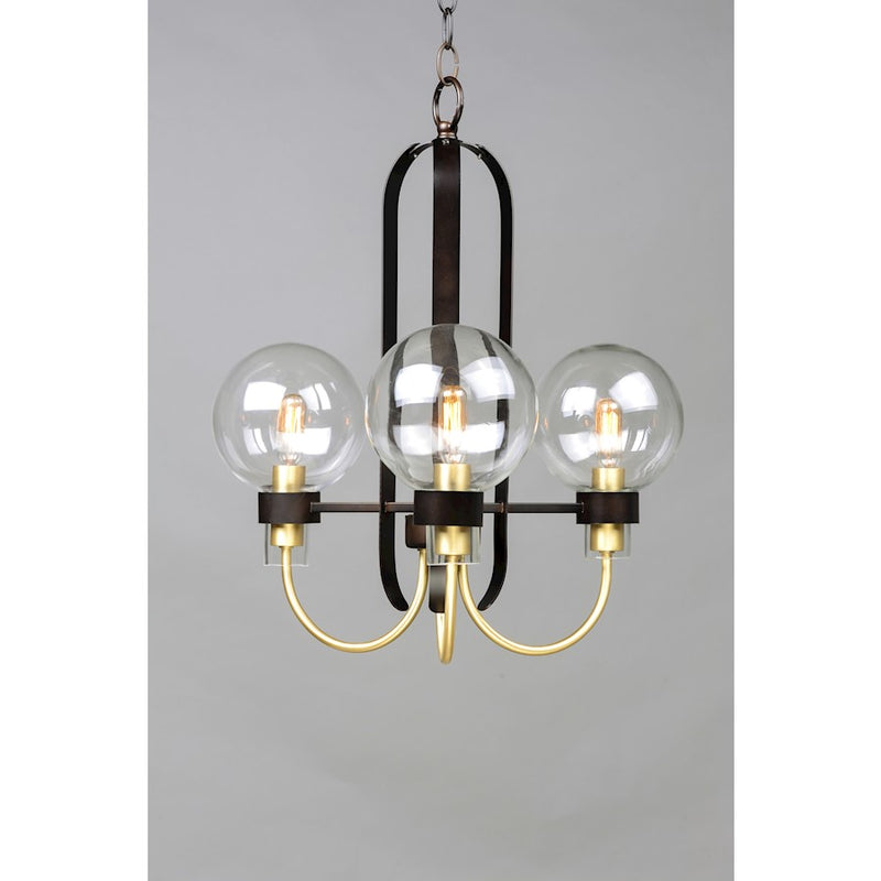Maxim Lighting Bauhaus-Mini Chandelier, Bronze/Satin Brass
