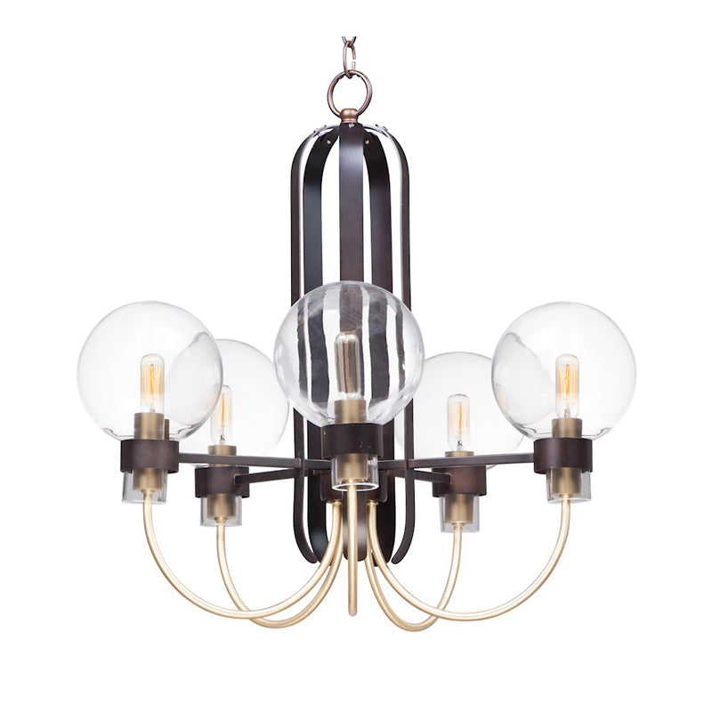 Maxim Lighting Bauhaus-Single-Tier Chandelier, Bronze/Satin Brass