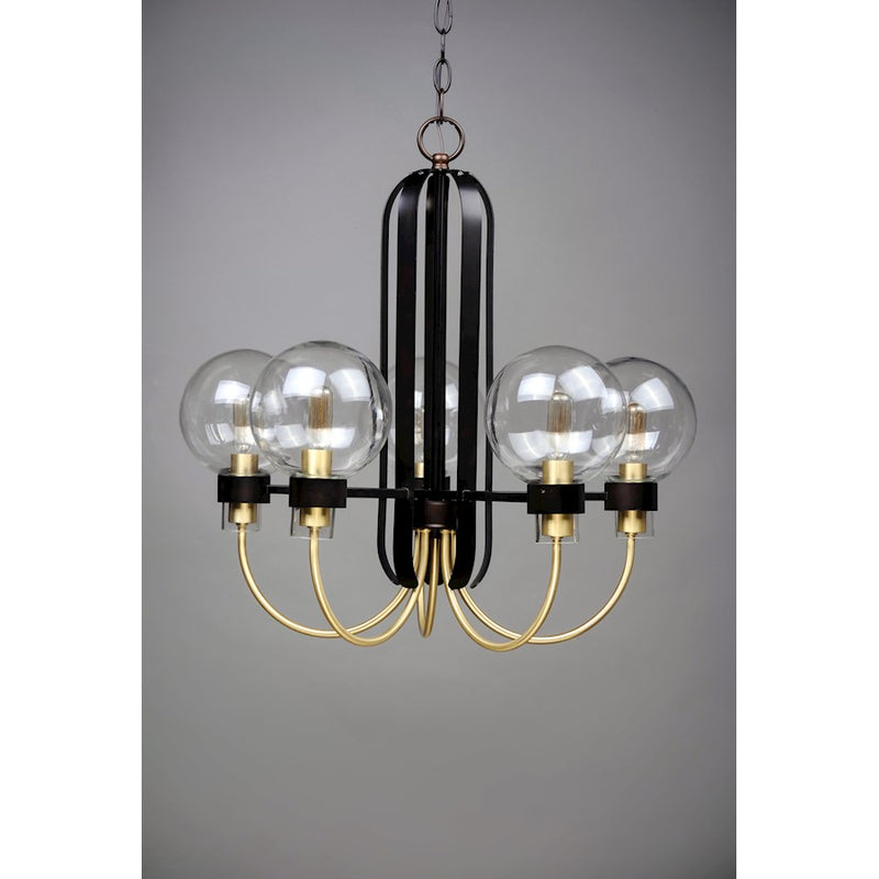 Maxim Lighting Bauhaus-Single-Tier Chandelier, Bronze/Satin Brass