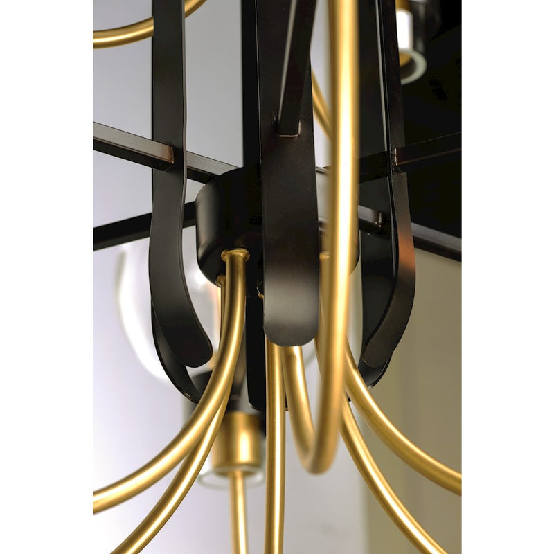 Maxim Lighting Bauhaus-Single-Tier Chandelier, Bronze/Satin Brass