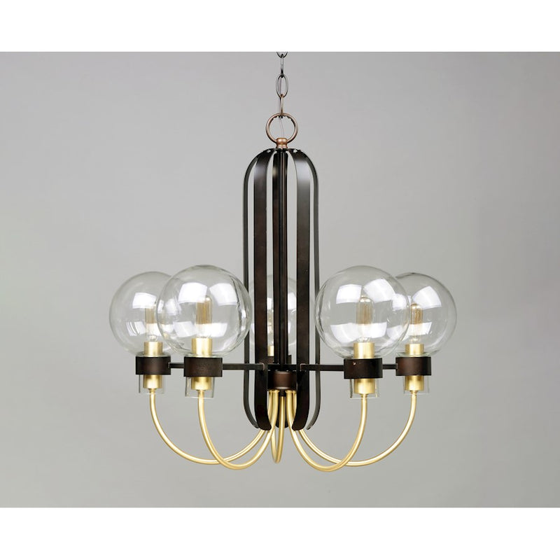 Maxim Lighting Bauhaus-Single-Tier Chandelier, Bronze/Satin Brass