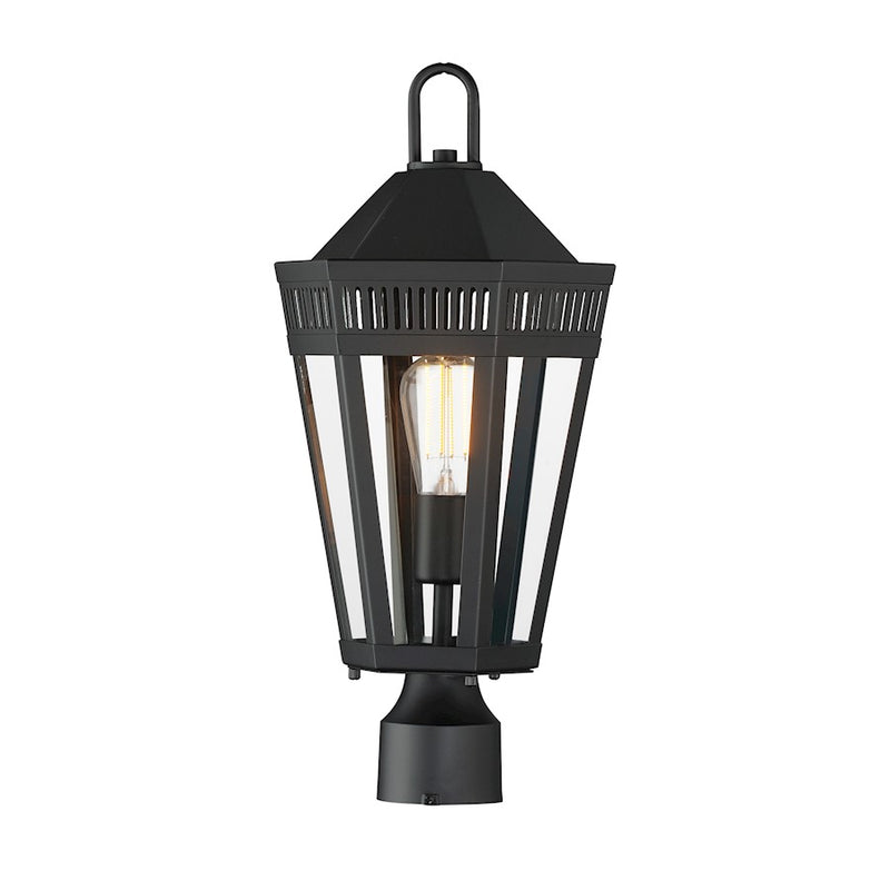 Maxim Lighting Oxford Outdoor 1 Light Post, Black/Clear