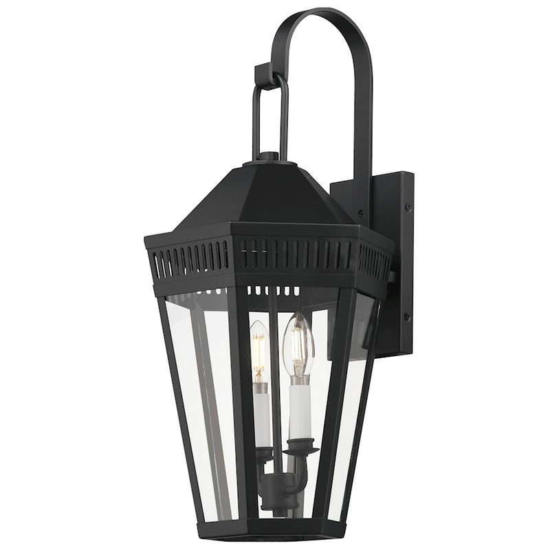 Maxim Lighting Oxford 2 Light 23" Outdoor Wall Sconce, Black/Clear