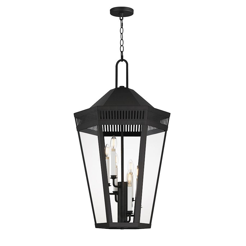 Maxim Lighting Oxford Outdoor 6 Light Pendant, Black/Clear