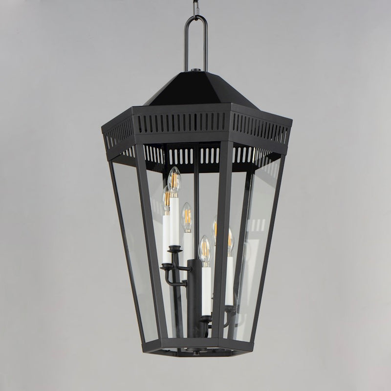 Maxim Lighting Oxford Outdoor 6 Light Pendant, Black/Clear