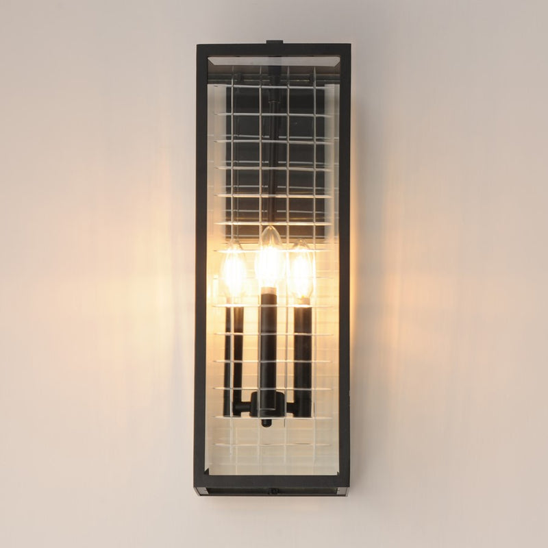 Maxim Lighting Magnus 3 Light Outdoor Wall Mount, Black/Clear