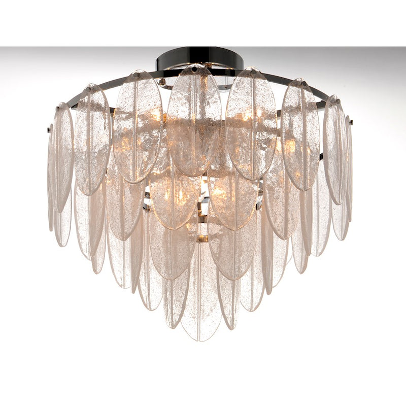 Maxim Lighting Glacier 9-Light Flush Mount, White/Polished Chrome