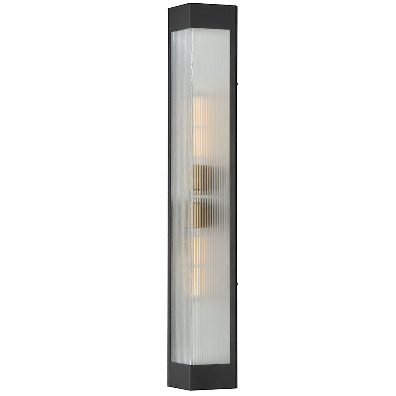 Maxim Lighting Triform 2Lt 32" Outdoor Sconce, Black/Brass/Ribbed