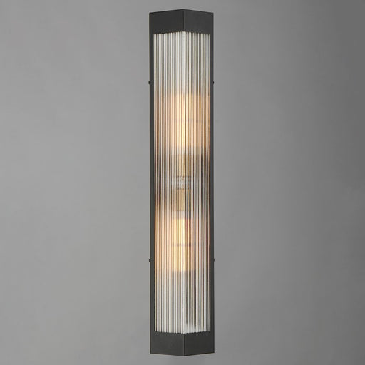 Maxim Lighting Triform 2Lt 32" Outdoor Sconce, Black/Brass/Ribbed
