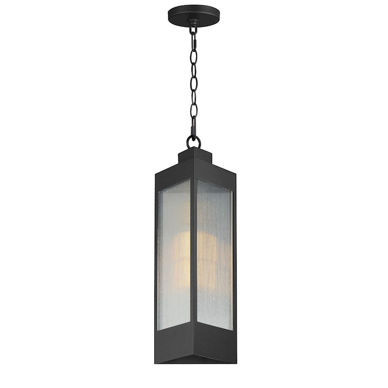 Maxim Triform 1Lt 7.5" LED Outdoor Pendant, BK/Brass/Ribbed
