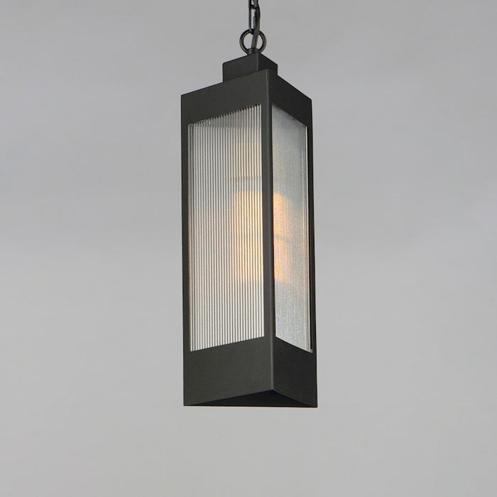 Maxim Triform 1Lt 7.5" LED Outdoor Pendant, BK/Brass/Ribbed