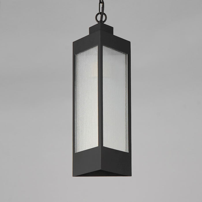 Maxim Triform 1Lt 7.5" LED Outdoor Pendant, BK/Brass/Ribbed