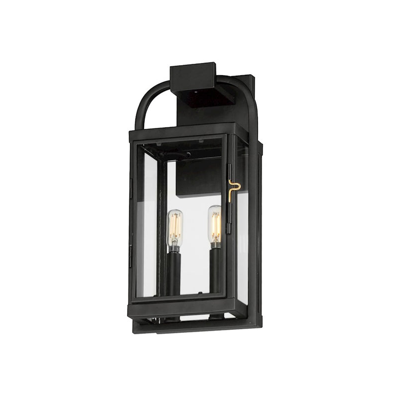 Maxim Lighting Bonham 2 Light Outdoor Wall Sconce, Black/Clear