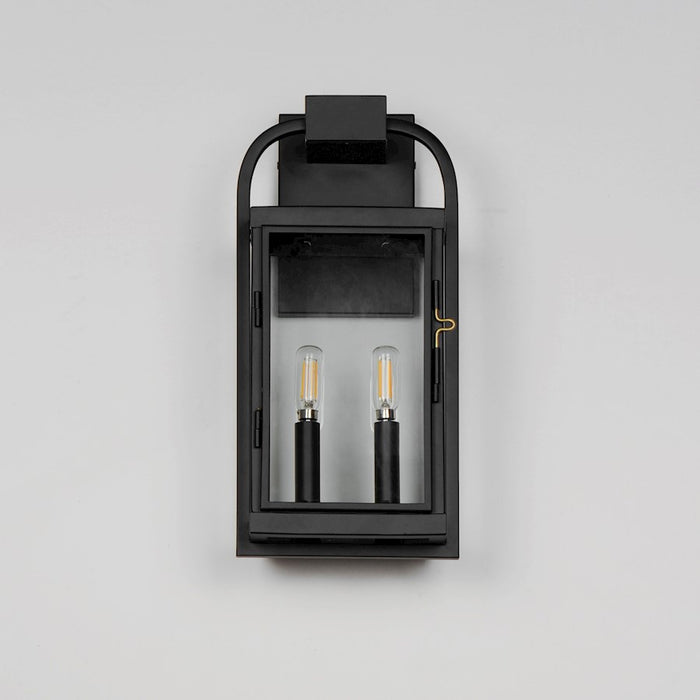 Maxim Lighting Bonham 2 Light Outdoor Wall Sconce, Black/Clear