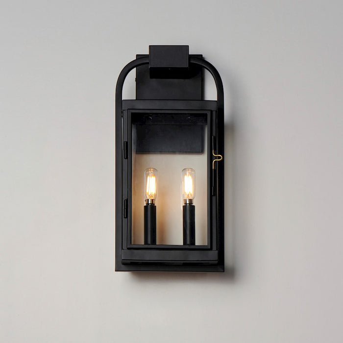 Maxim Lighting Bonham 2 Light Outdoor Wall Sconce, Black/Clear