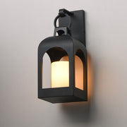 Maxim Lighting Marrakech 6.5in 1-Light Outdoor Wall Sconce | Modern Black and Satin White Glass | Entryway & Porch | 6.5 x 16.25 in | Model 30891SWBK
