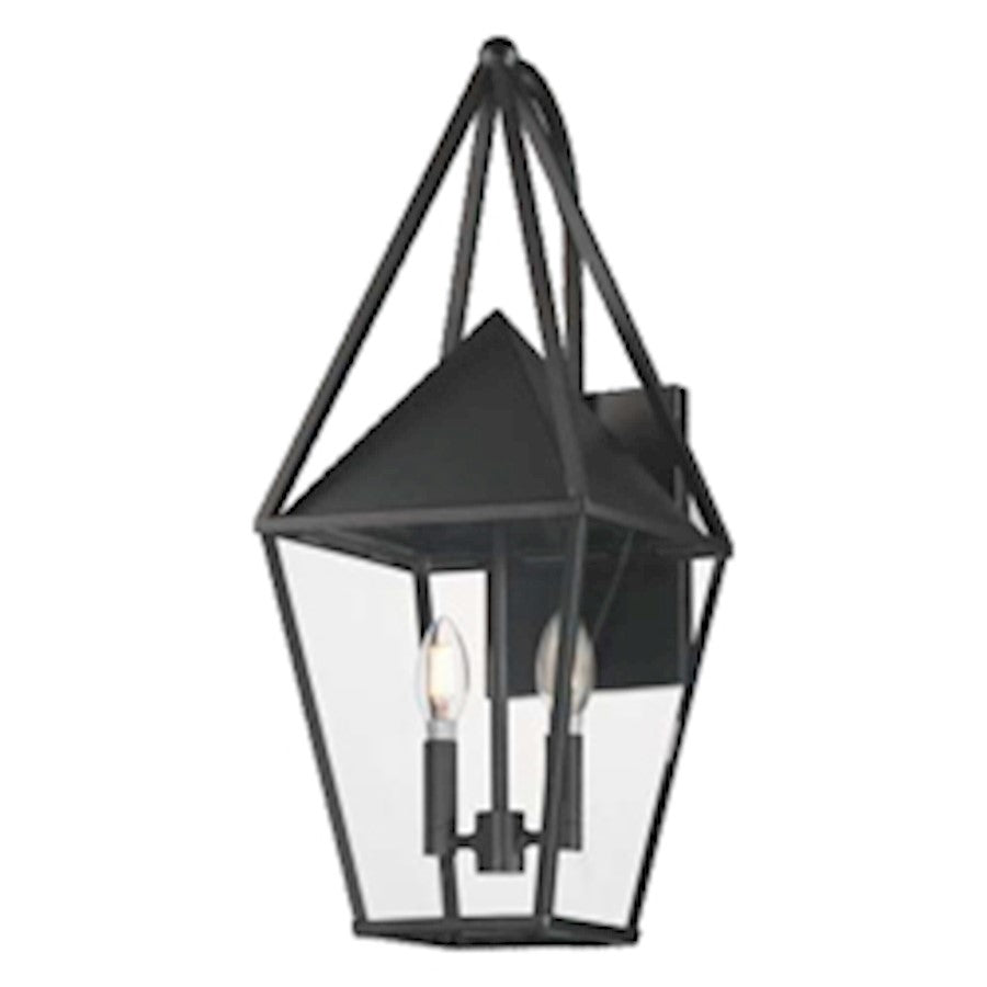 Maxim Lighting Bavaria Large 2 Light Outdoor Wall Sconce, Black/Clear - 3166CLBK