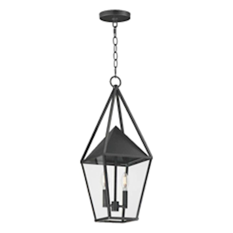 Maxim Lighting Bavaria 2 Light Large Outdoor Pendant, Black/Clear