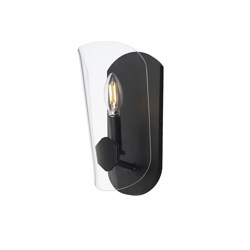 Maxim Lighting Armory 1 Light Wall Sconce, Black/Clear