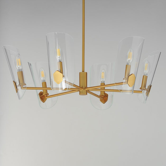 Maxim Lighting Armory 6 Light Chandelier, Natural Aged Brass/Clear