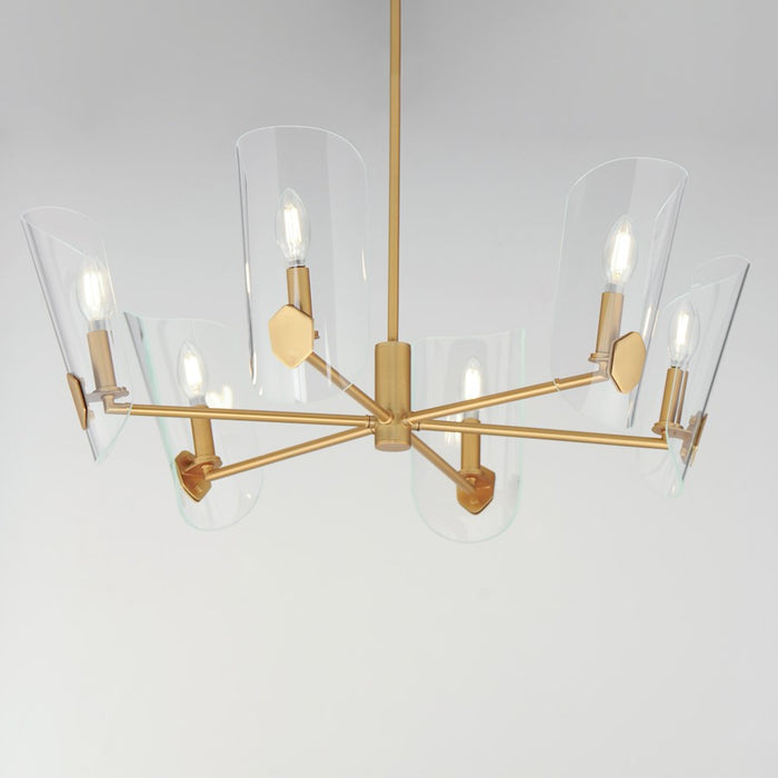 Maxim Lighting Armory 6 Light Chandelier, Natural Aged Brass/Clear