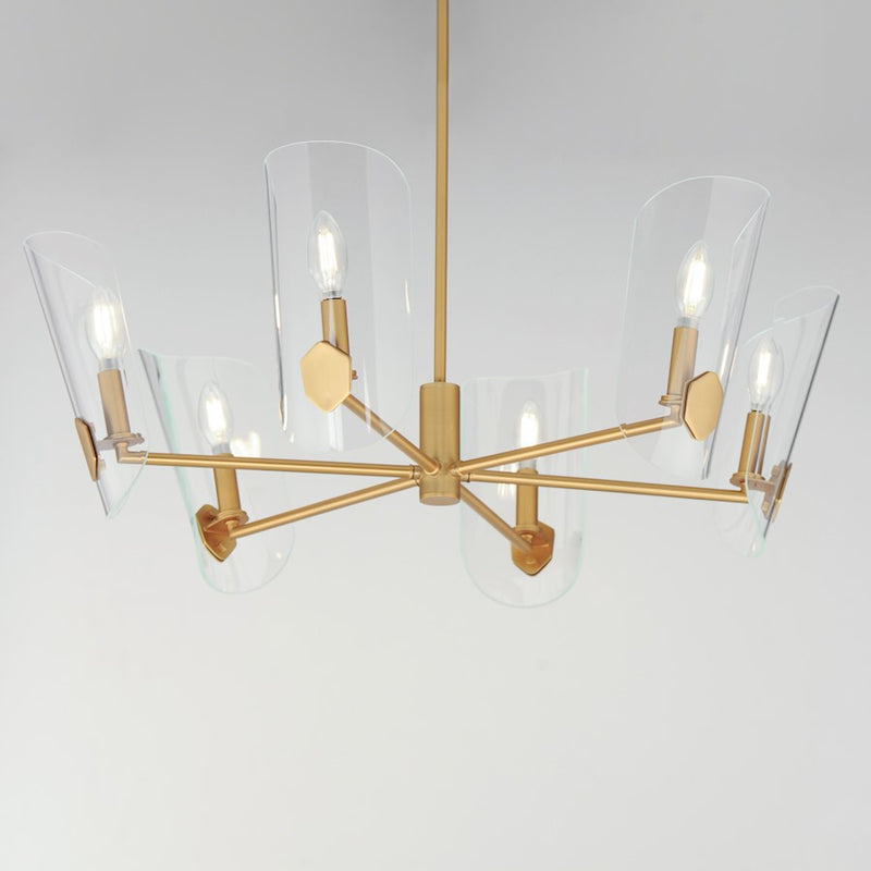 Maxim Lighting Armory 6 Light Chandelier, Natural Aged Brass/Clear