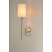 Maxim Lighting Uptown 1-Light Wall Sconce | Traditional Satin Brass and Off-White Fabric | Bedroom & Hallway Accent Light | Model 32391OFSBRPN