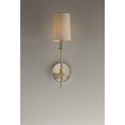 Maxim Lighting Uptown 1-Light Wall Sconce | Traditional Satin Brass and Off-White Fabric | Bedroom & Hallway Accent Light | Model 32391OFSBRPN
