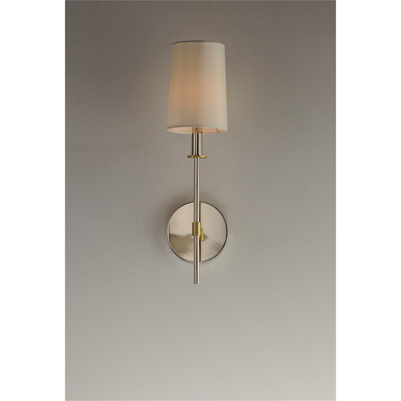 Maxim Lighting Uptown 1-Light Wall Sconce | Traditional Satin Brass and Off-White Fabric | Bedroom & Hallway Accent Light | Model 32391OFSBRPN