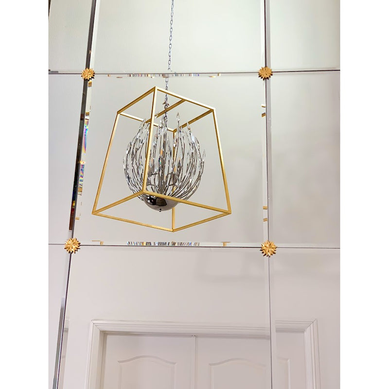 Maxim Lighting Bouquet 4-Light Pendant, Polished Nickel/Gold Leaf