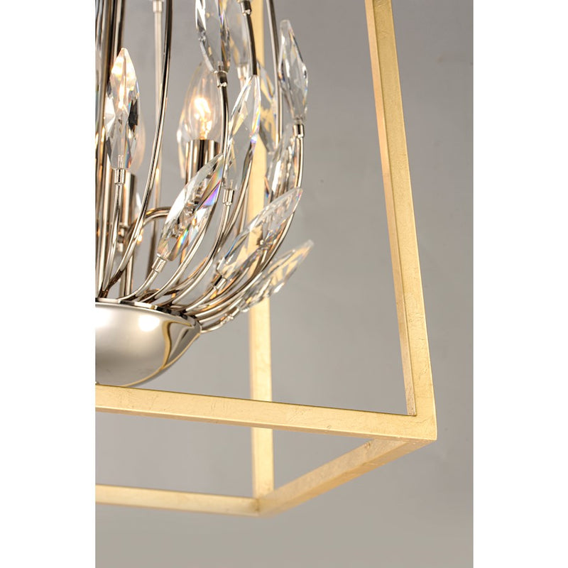 Maxim Lighting Bouquet 4-Light Pendant, Polished Nickel/Gold Leaf