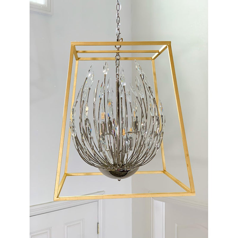Maxim Lighting Bouquet 4-Light Pendant, Polished Nickel/Gold Leaf
