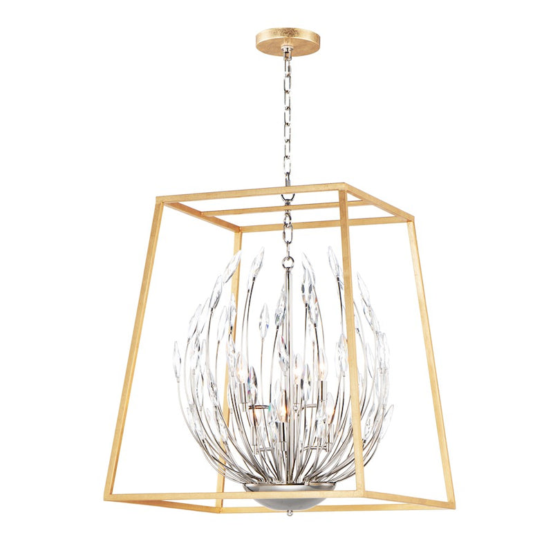 Maxim Lighting Bouquet 4-Light Pendant, Polished Nickel/Gold Leaf