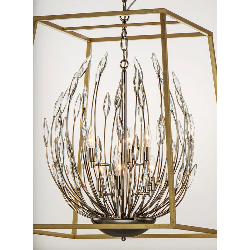 Maxim Lighting Bouquet 4-Light Pendant, Polished Nickel/Gold Leaf