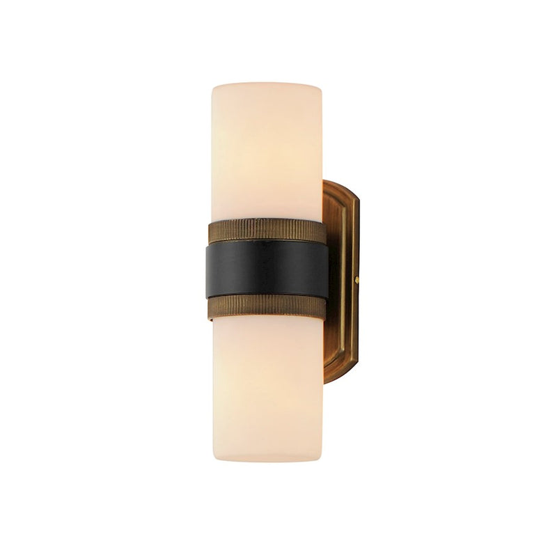 Maxim Ruffles 2 Light Outdoor Wall Mount, Black/Brass/White