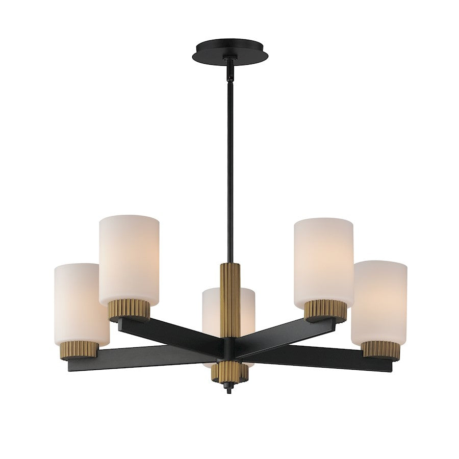 Maxim Lighting Ruffles 5 Light Chandelier, Black/Brass/White - 32655SWBKAB