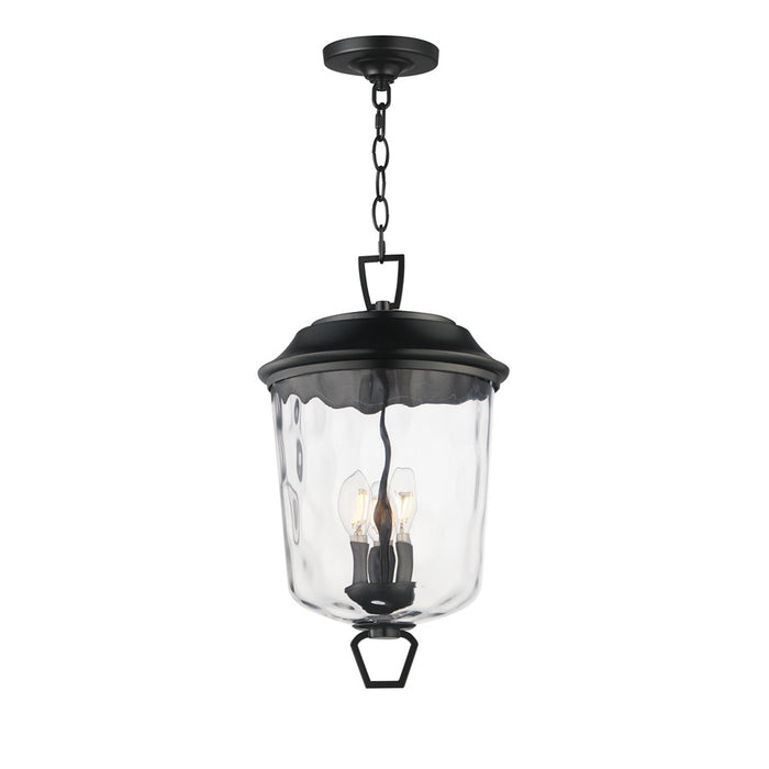 Maxim Prescott 3Lt Outdoor Pendant, Dark Bronze/Water Glass - 34213WGDBZ