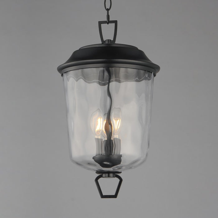 Maxim Prescott 3Lt Outdoor Pendant, Dark Bronze/Water Glass