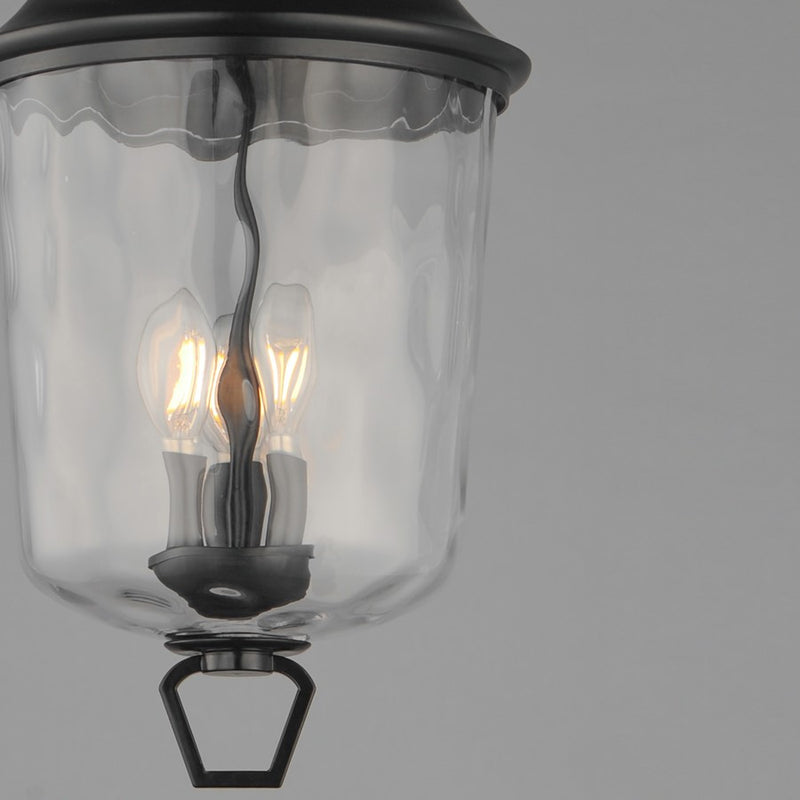 Maxim Prescott 3Lt Outdoor Pendant, Dark Bronze/Water Glass
