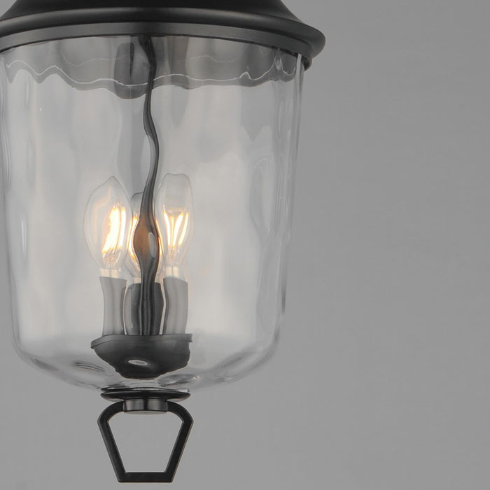 Maxim Prescott 3Lt Outdoor Pendant, Dark Bronze/Water Glass