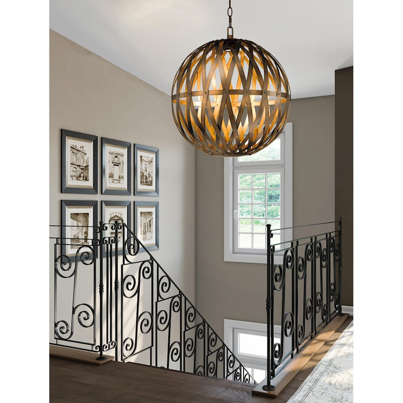 Maxim Lighting Weave LED 1-Light Pendant in Bronze Guilt and Gold
