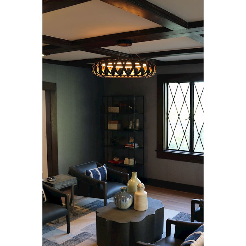 Maxim Weave LED 1-Light Chandelier in Bronze Guilt and Gold