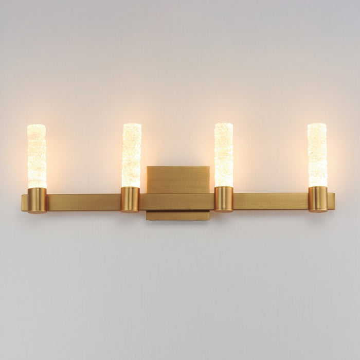 Maxim Lighting Duchess 4 Light Bath Vanity, Aged Brass/Iceberg