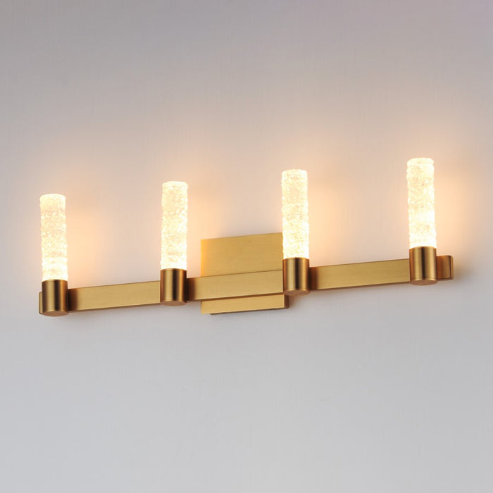 Maxim Lighting Duchess 4 Light Bath Vanity, Aged Brass/Iceberg
