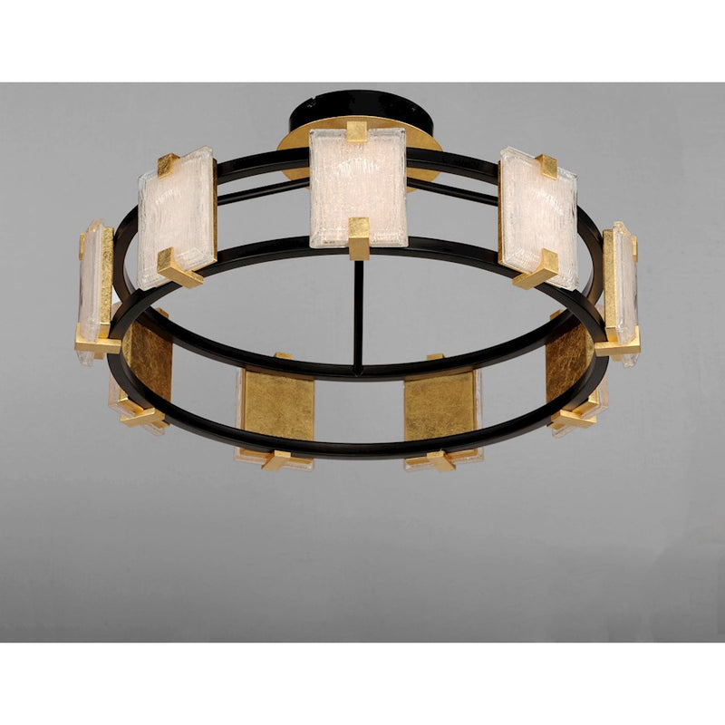 Maxim Lighting Radiant LED 9-Light Flush Mount, Black/Gold Leaf