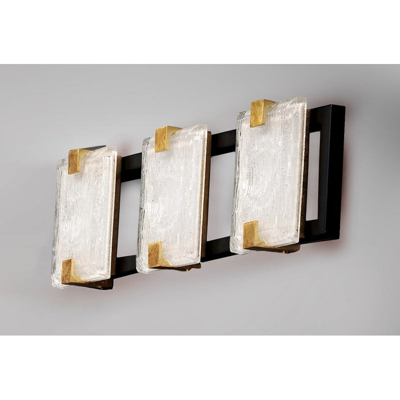 Maxim Lighting Radiant LED 3-Light Bath Vanity, Black/Gold Leaf