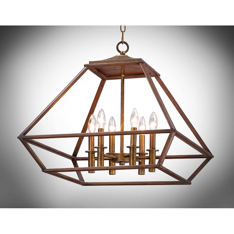 Maxim Lighting Woodland 6-Light Chandelier, Hazel/Burnished Gold